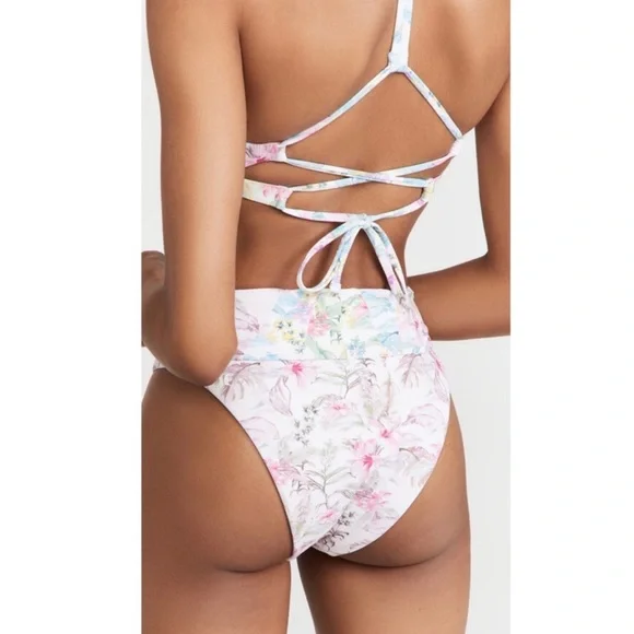 LoveShackFancy x Hurley Hawaiian Hibiscus Reversible Cheeky Bikini Bottoms NEW - Picture 4 of 5